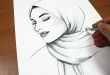 تعلم رسم وجه بنت بالحجاب بقلم الرصاص | كيف ترسم فتاة محجبة - YouTube